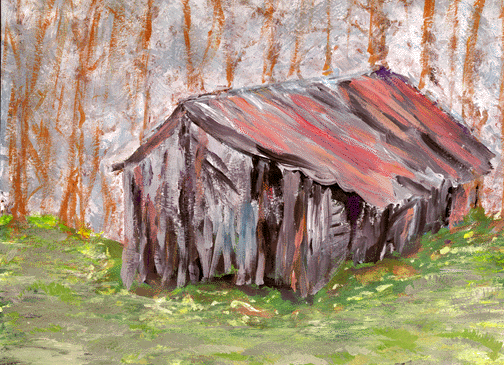 Dilapidated Shed (Tempera Paints)