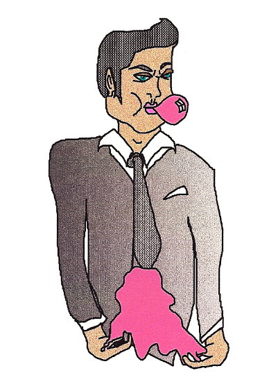 man & his bubblegum