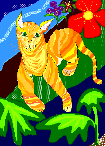Striped Cat, Tropical (Digital)